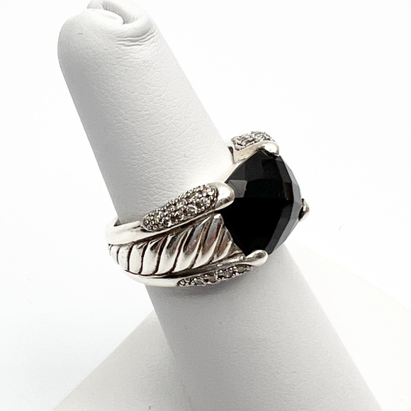 DAVID YURMAN Onyx & Diamond Cable Ring - Picture 2 of 13